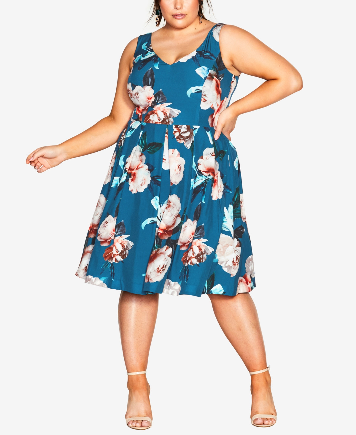 City Chic Women's Sandra Dress - Teal Camilla Floral | Macy's