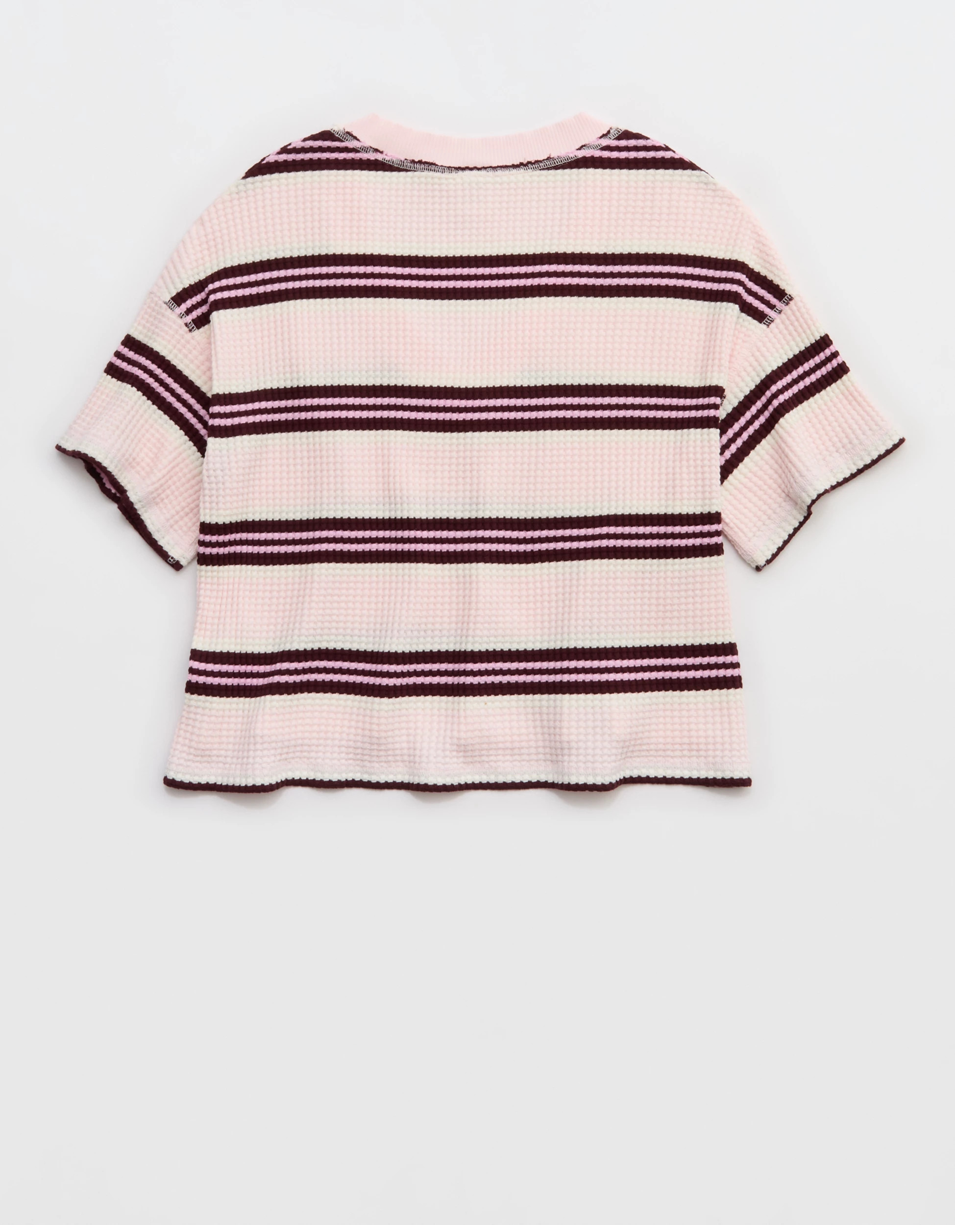 OFFLINE By Aerie Wow! Waffle V Neck Cropped Relaxed Short Sleeve T-Shirt | American Eagle Outfitters (US & CA)