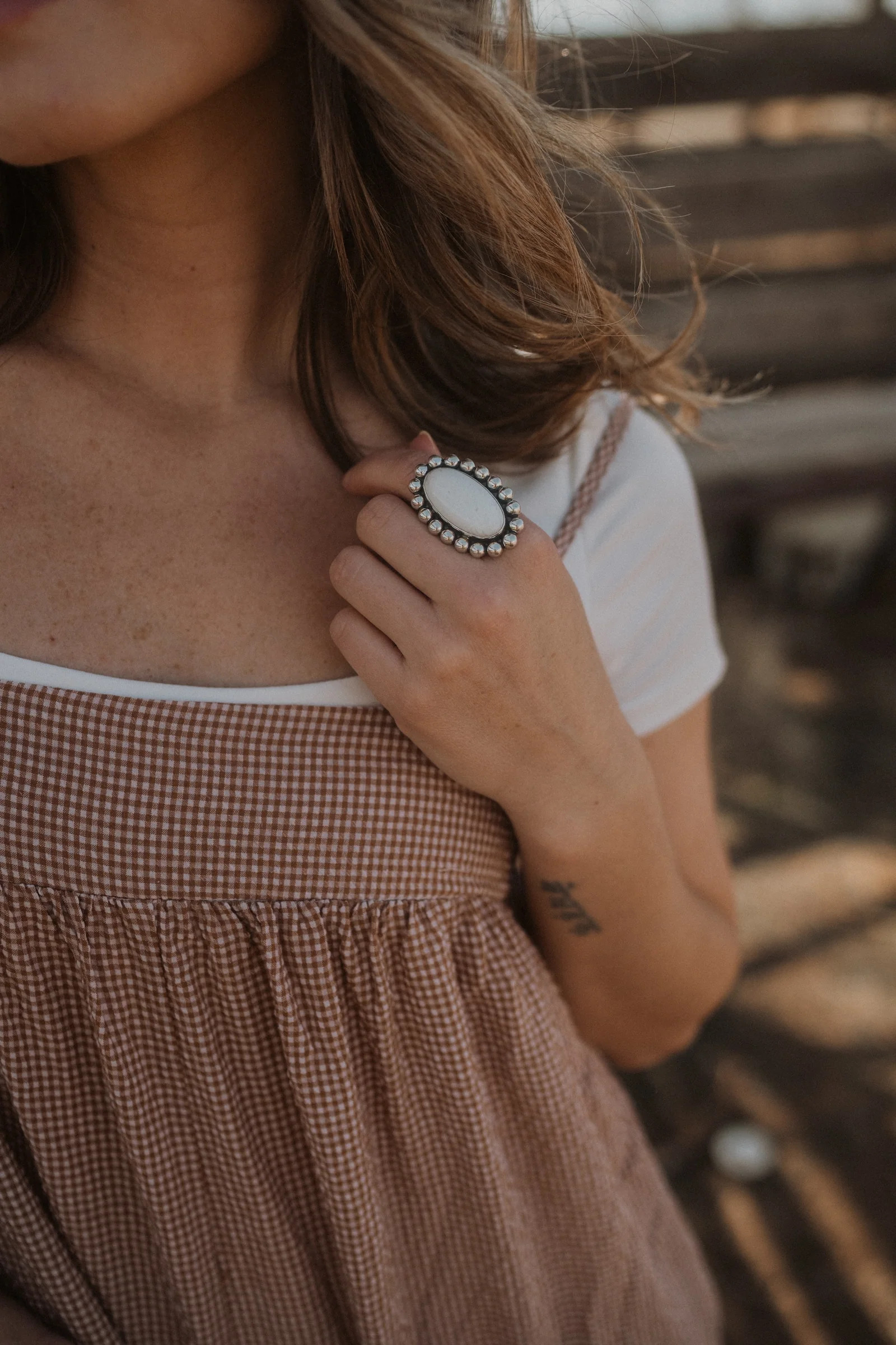 Dolly Parton Ring | Scolecite | Goldie Lew Jewelry, LLC