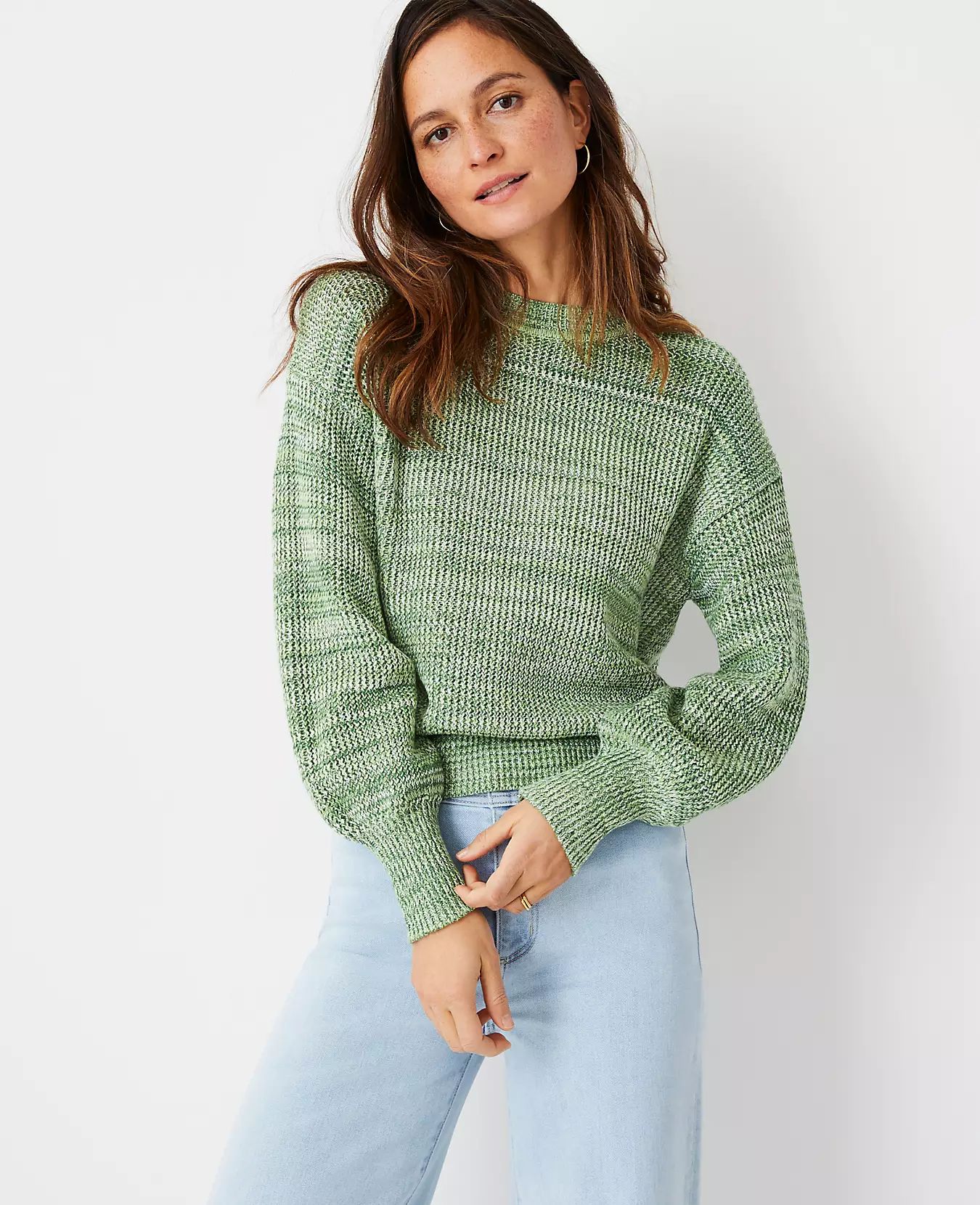 Marled Puff Sleeve Sweater | Ann Taylor (US)