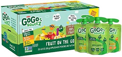 GoGo squeeZ Applesauce, Variety Pack (Apple/Banana/Mango), 3.2 Ounce (20 Pouches), Gluten Free, V... | Amazon (US)