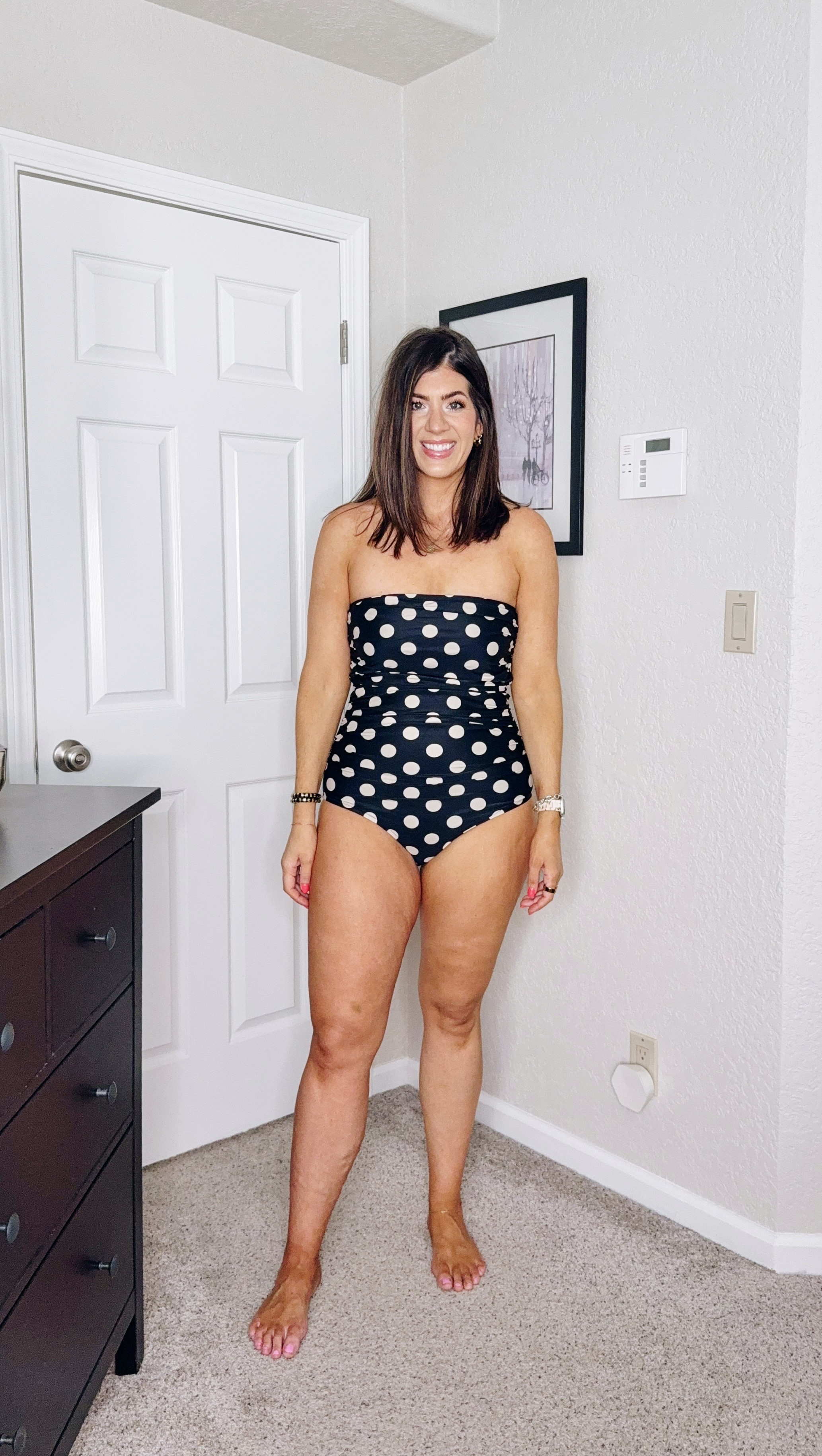10 in long torso one piece J. Crew swimsuit! 

J. Crew swimsuit, one piece swimwear, strapless swimsuit, polka dot swimsuit, midsize swimwear 

#LTKSwim #LTKMidsize