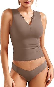 YEOREO Laurisa Women V Neck Tank Tops Zip Going Out Summer Sexy Sleeveless Shirts Slim Fit Double... | Amazon (US)