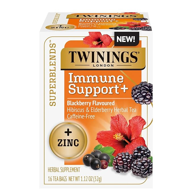 Twinings Superblends Immune Support+ Zinc Blackberry Flavoured Hibiscus & Elderberry Herbal, Caff... | Amazon (US)
