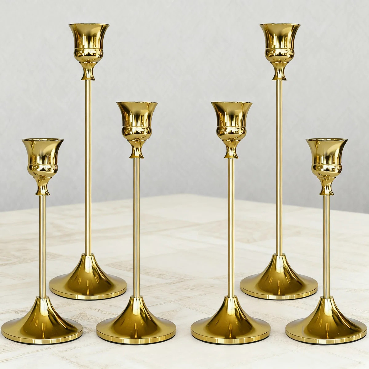 Elegant Taper Candlestick Holders Set Of 6, Durable Aluminum Alloy Candle Holders For Home Decor,... | Wayfair North America