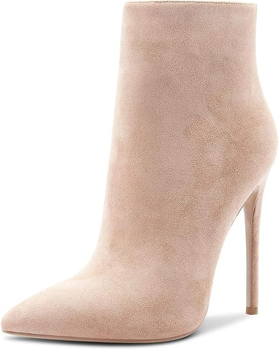 Castamere Womens High Heel Ankle Boots Pointed Toe Slip-on Stiletto Boot with Zipper 12CM Heels | Amazon (US)