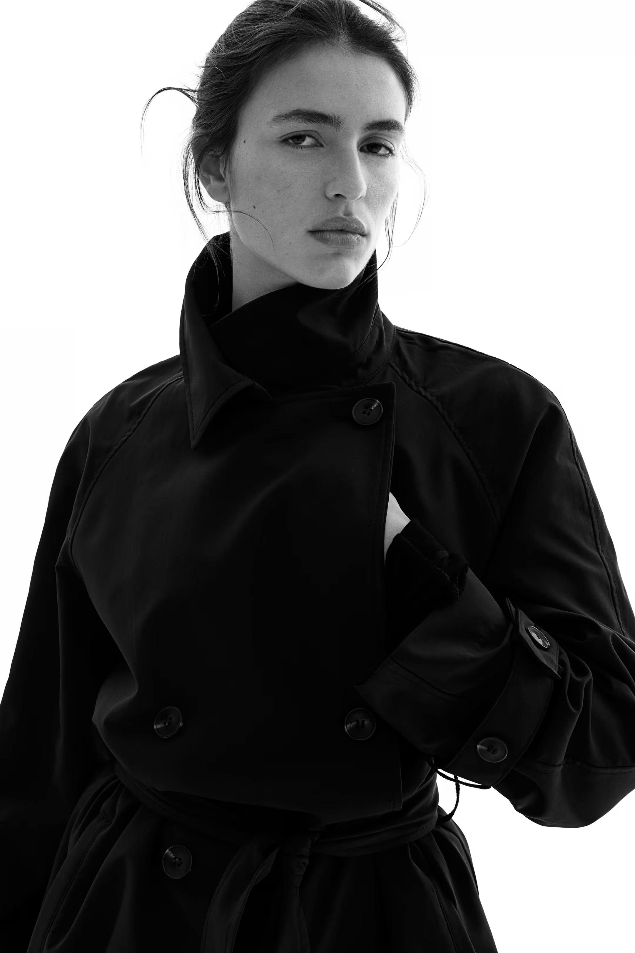 Double-breasted trenchcoat - Black - Ladies | H&M GB | H&M (UK, MY, IN, SG, PH, TW, HK)