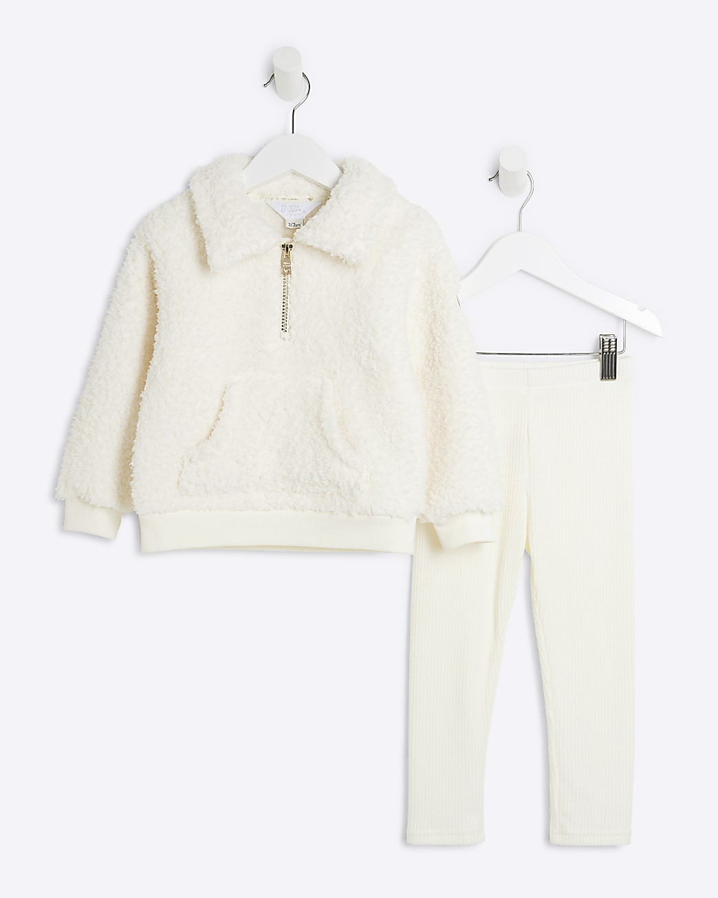 Mini Girls Cream Borg Legging Set | River Island (UK & IE)