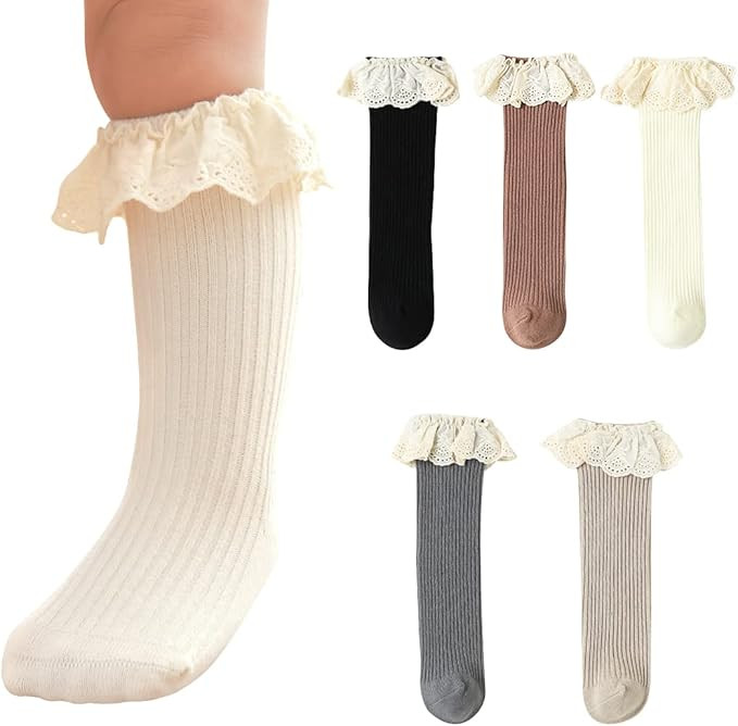 HOUSEYUAN Baby Girl Toddler Ruffle Knee Hign Socks Princess Cute Ruffled Stockings Long Frilly In... | Amazon (US)