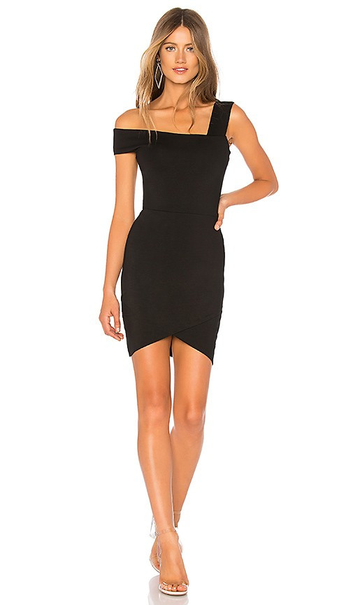 superdown Fallon Asymmetrical Mini Dress in Black. - size XS | Revolve Clothing (Global)