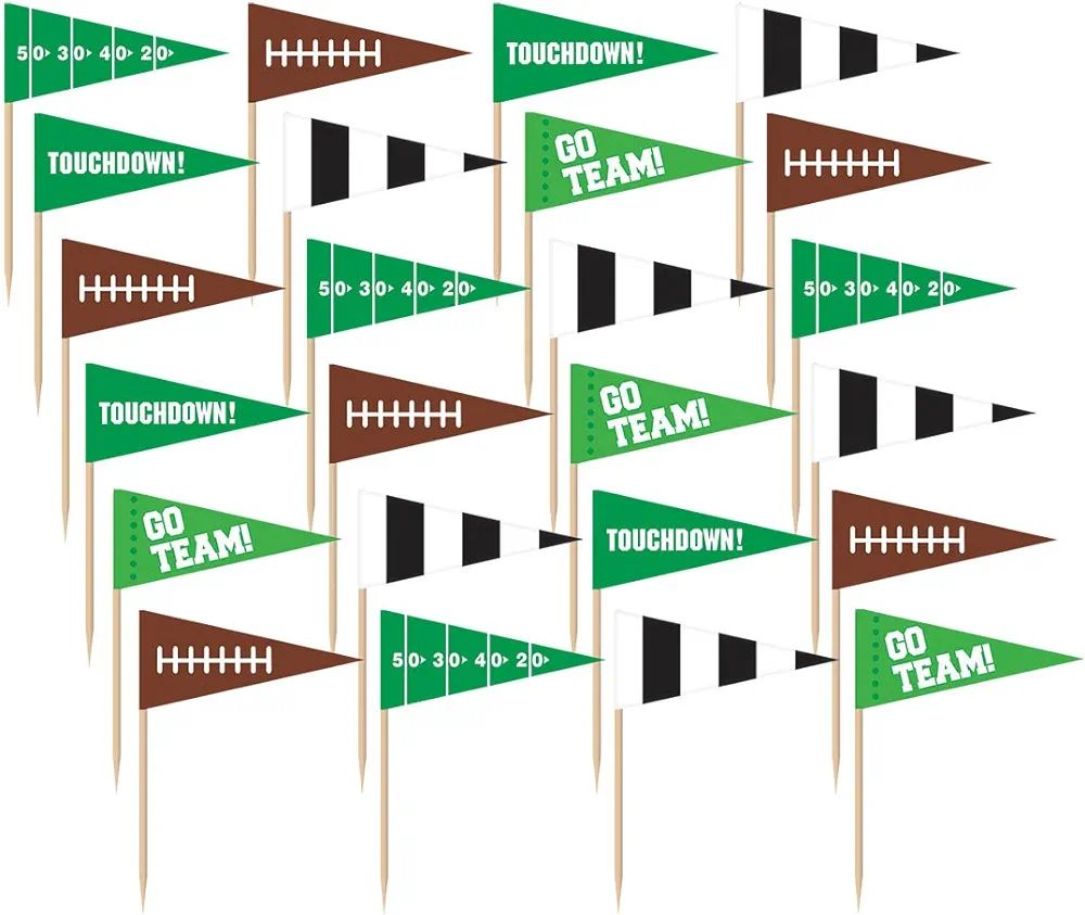 Multicolor Football Flag Wooden Food Picks - 2.5", 36 Pieces - Perfect for Game Day, Sports Parti... | Amazon (US)