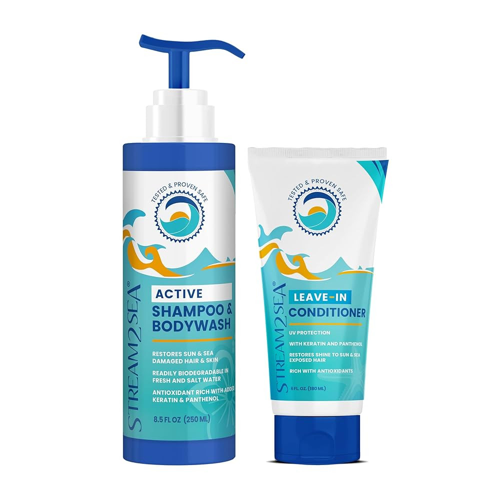 STREAM 2 SEA Ultimate Hair Care Combo, Natural, UV Absorbent Hair Conditioner and Shampoo, 3-in-1... | Amazon (US)