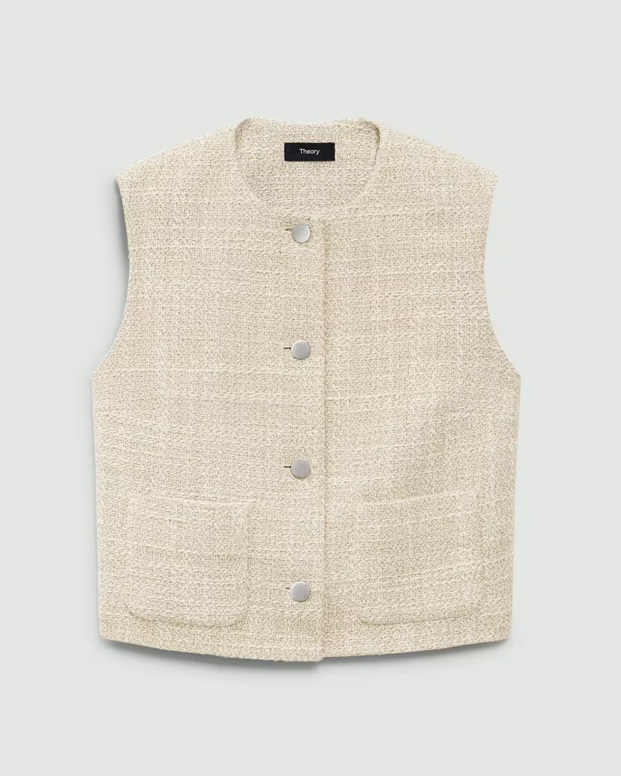 Patch Pocket Vest in Texture Tweed | Theory