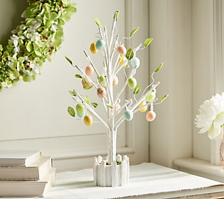 16"" Easter Egg Tree in Picket Fence Pot by Valerie | QVC
