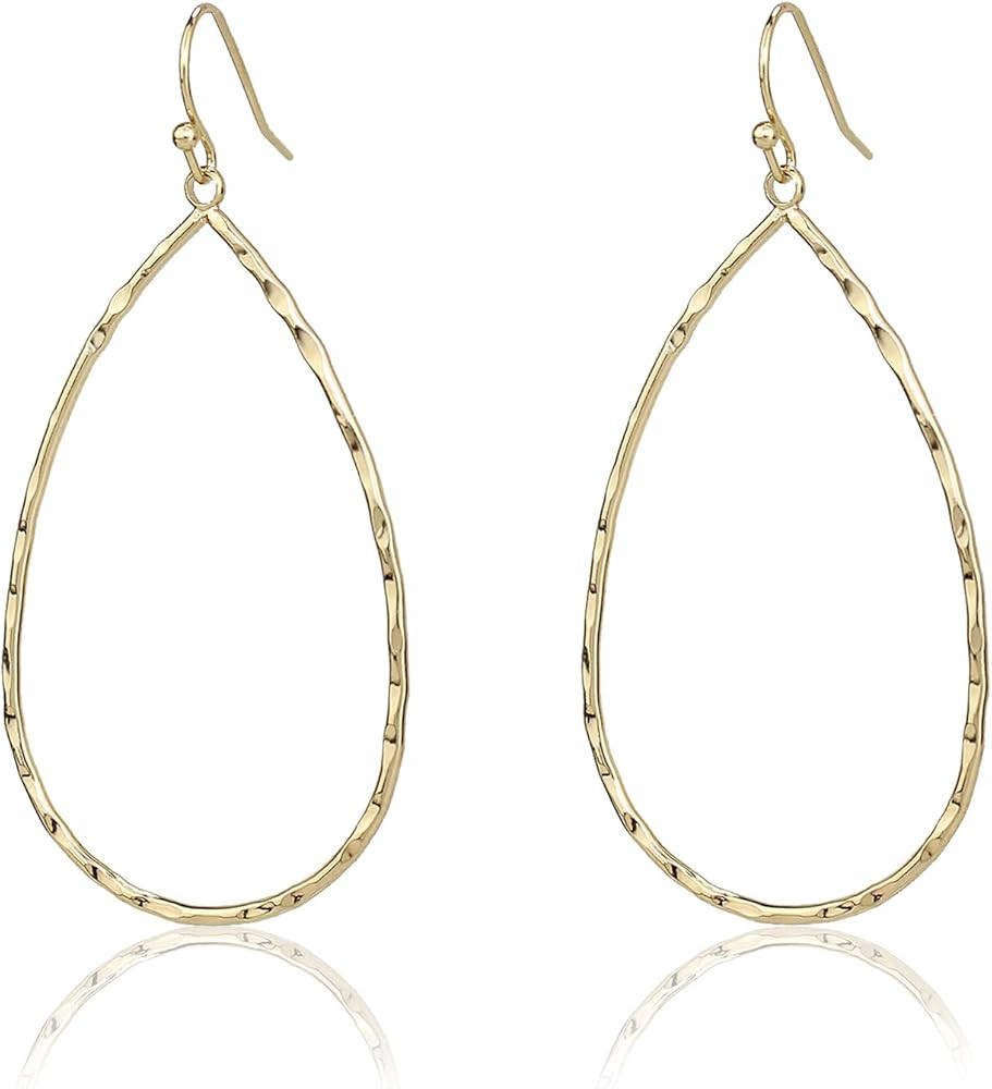 Pomina Lightweight Open Gold Teardrop Earrings Simple Basic Geometric Gold Dangle Drop Earrings f... | Amazon (US)