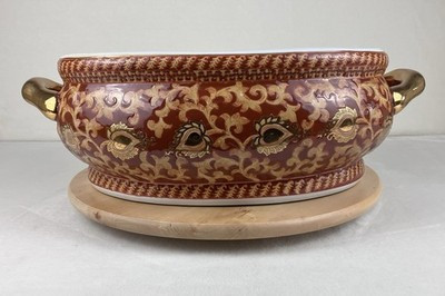 Chinese Porcelain Footbath Planter Fish Bowl Red & Gold Paisley Motif 19\u201d | eBay | eBay US