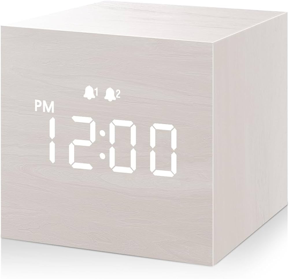 JALL Digital Alarm Clock, with Wooden Electronic LED Time Display, Dual Alarm, 2.5-inch Cubic Sma... | Amazon (US)