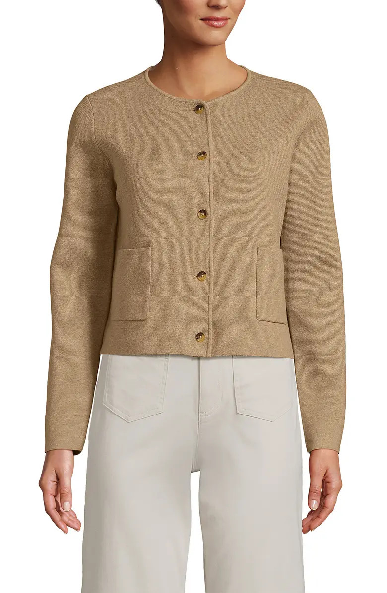Lands' End Fine Gauge Cotton Milano Blazer Sweater | Nordstrom | Nordstrom