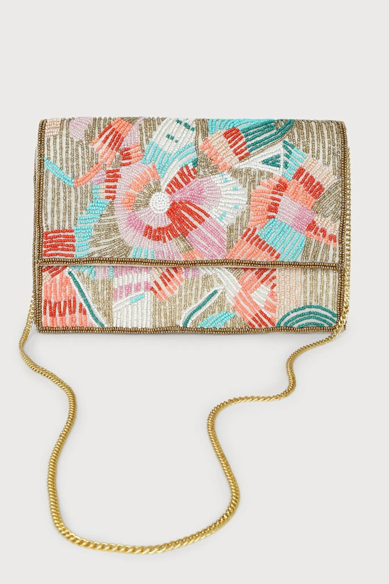 Abstract Impulse Gold Multi Beaded Clutch | Lulus (US)