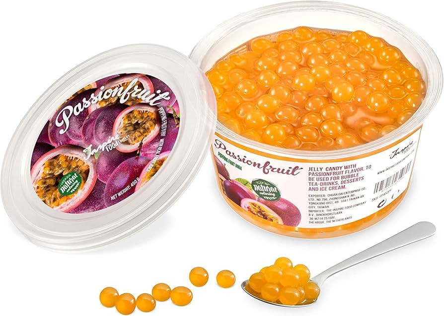 INSPIRE FOOD Popping Boba Pearls for Bubble Tea - 1 lb | Passion Fruit | Bursting Pearls Bubble |... | Amazon (US)