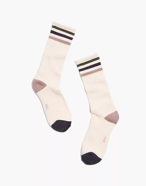 MWL Cloudlift Sneaker Crew Socks in Athletic Stripe | Madewell