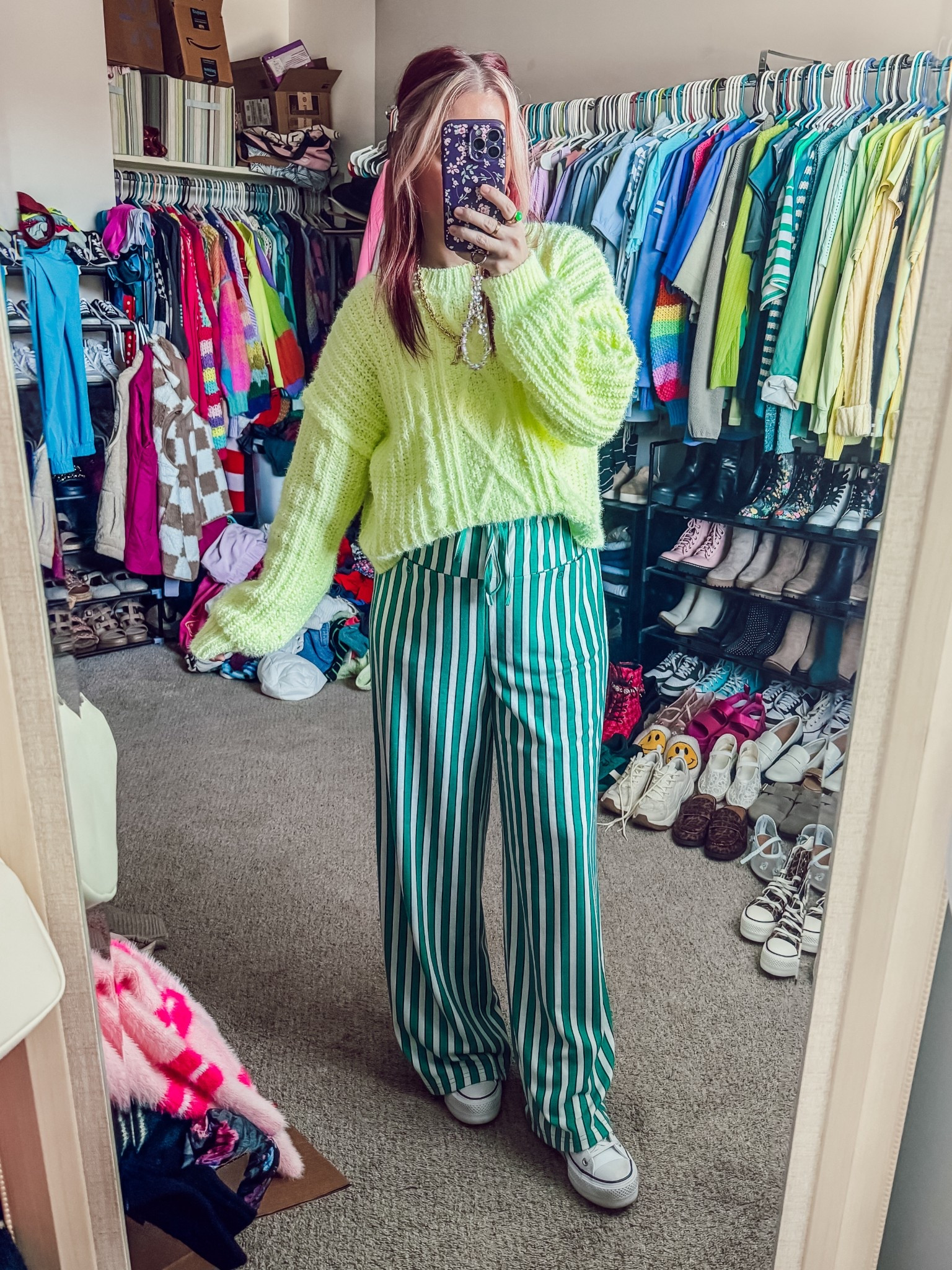 Yesterdays ootd 
Sweater - large - Walmart 
Pants - medium - Amazon 
Shoes - converse 
Earrings - target 
Necklace - baublebar 

#LTKmomlife #LTKootd #LTKgrwm