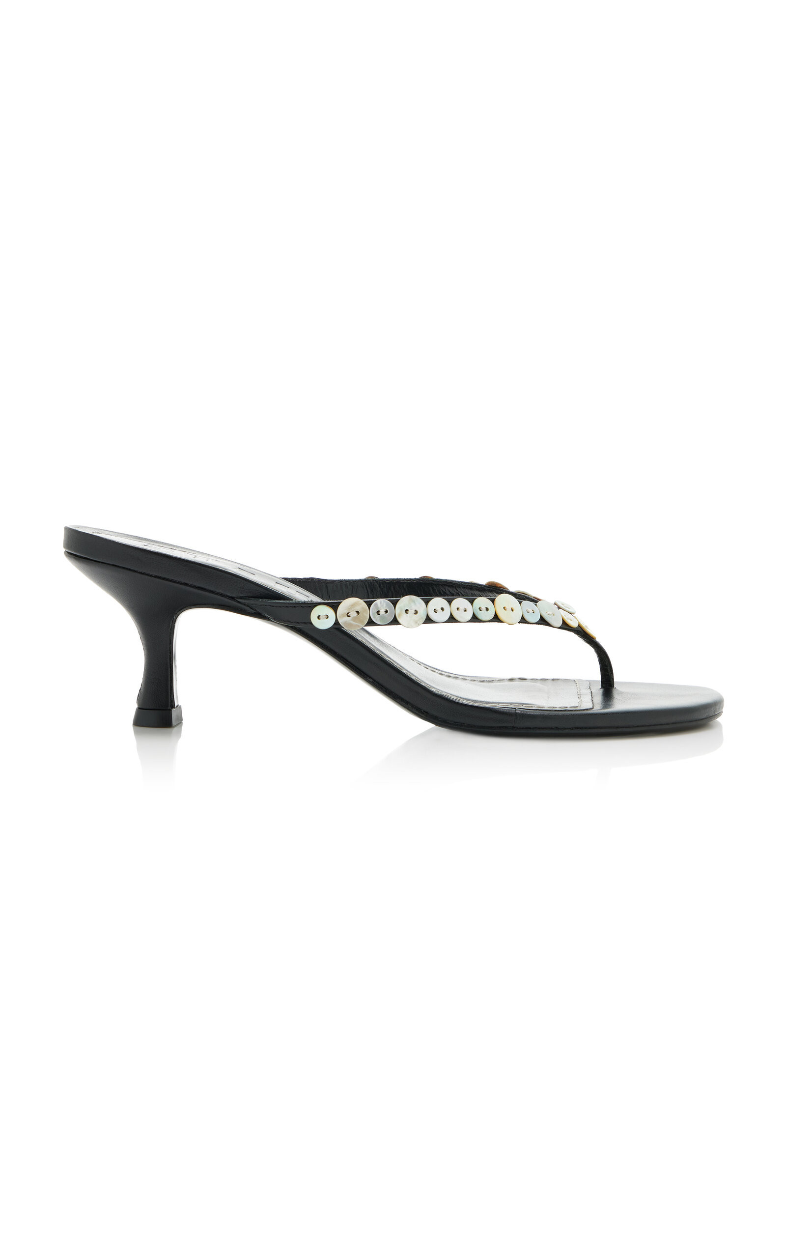 STAUD Freja Embellished Leather Thong Sandals - Moda Operandi | Moda Operandi (Global)