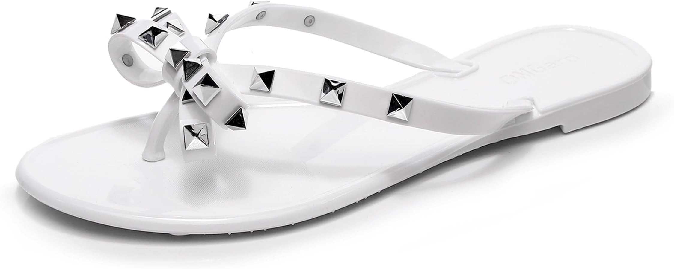 Studded Jelly Shoes for Womens Bow Flip Flops Jellies Sandals Flat Black Summer Beach Thong with ... | Amazon (US)