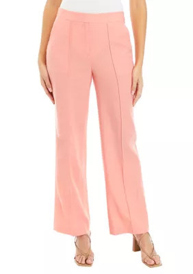 THE LIMITED Women's Linen Pintuck Wide Leg Pants, Peach, 10 | Belk