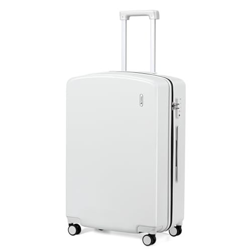 Hanke 24 Inch Checked Luggage with Wheels Lightweight PC Hard Shell Suitcases TSA Luggage Medium Size Travel Luggage Checked Bag Rolling Suitcase for Mens Women Luggage(Smoke White) | Amazon (US)
