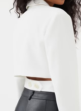 White Cropped Wrap Blazer - Ella | 4th & Reckless