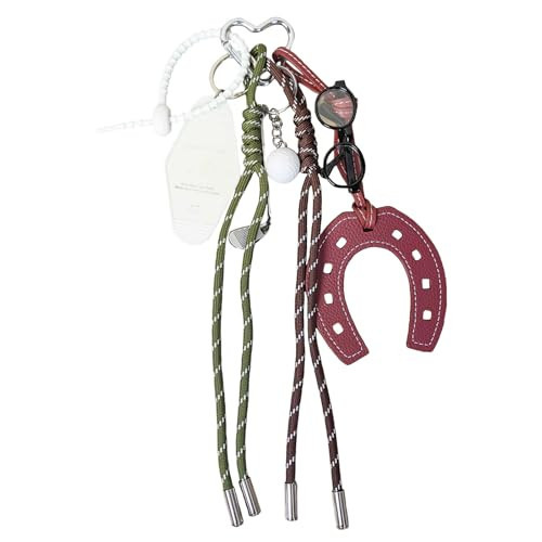 CAZOYIN Bag Charms Leather Horseshoe Handbag Charms Cute Golf Glasses Key Chain Charm Designer Personalized Rope Keychains Y2k Purse Backpack Accessories Gifts for Women (Wine Red) | Amazon (US)