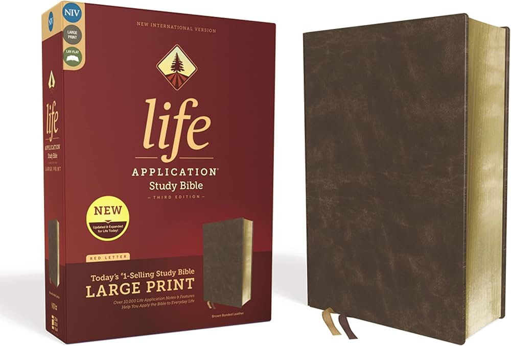 NIV, Life Application Study Bible, Third Edition, Large Print, Bonded Leather, Brown, Red Letter | Amazon (US)