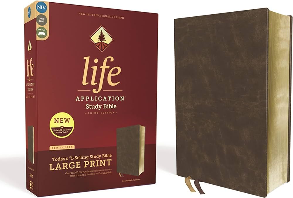 NIV, Life Application Study Bible, Third Edition, Large Print, Bonded Leather, Brown, Red Letter | Amazon (US)