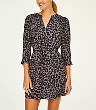 PETITE LEOPARD PRINT SHIRTDRESS | LOFT Outlet