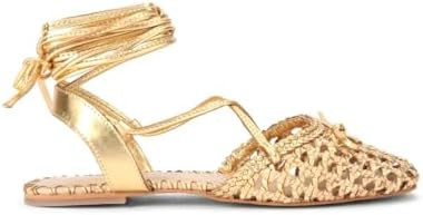 Close Toe Lace Up Ballet Flats Sandals for Women Square Toe Slingback Bowknot Ballerina Shoes Sum... | Amazon (US)