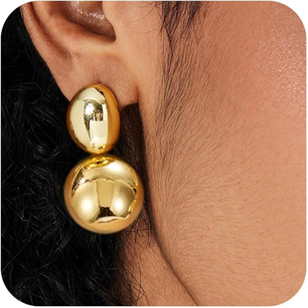 Gold Ball Earrings for Women Dainty Ball Drop Dangle Earrings 14K Gold/Silver Plated Hypoallergen... | Amazon (US)