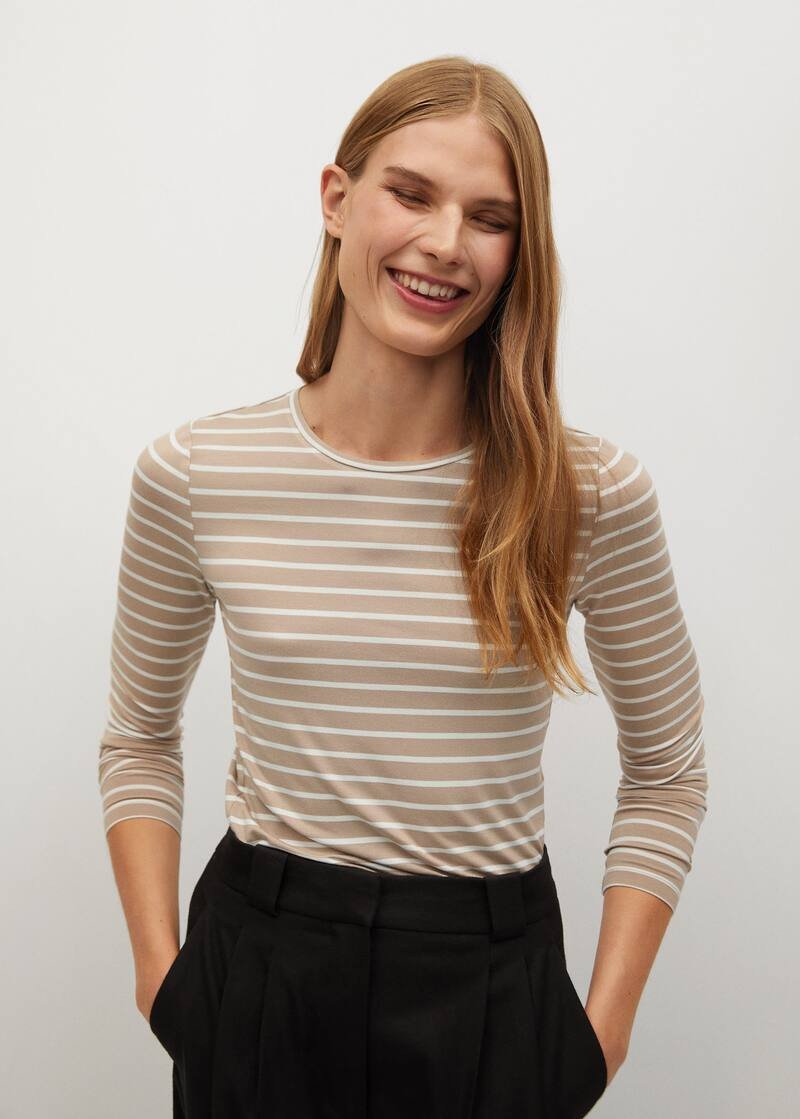 Striped long sleeves t-shirt | MANGO (UK)
