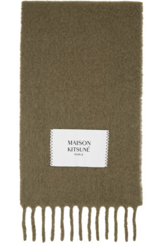 Khaki Fringed Scarf | SSENSE