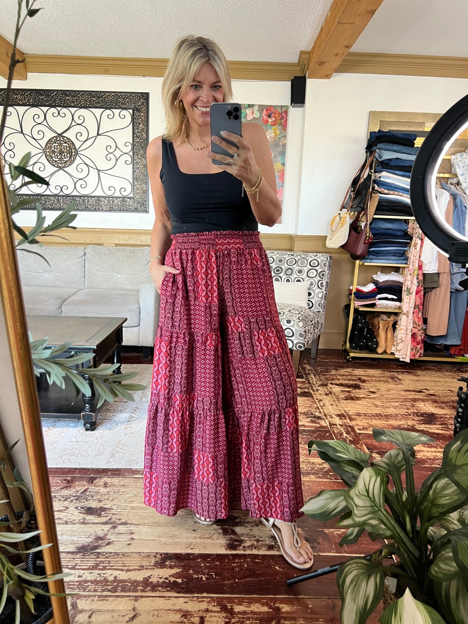 Double lined tank top size large and flowy elastic waist pants size 12/L 
Spring and summer outfit idea!

#LTKMidsize #LTKOver40 #LTKFestival