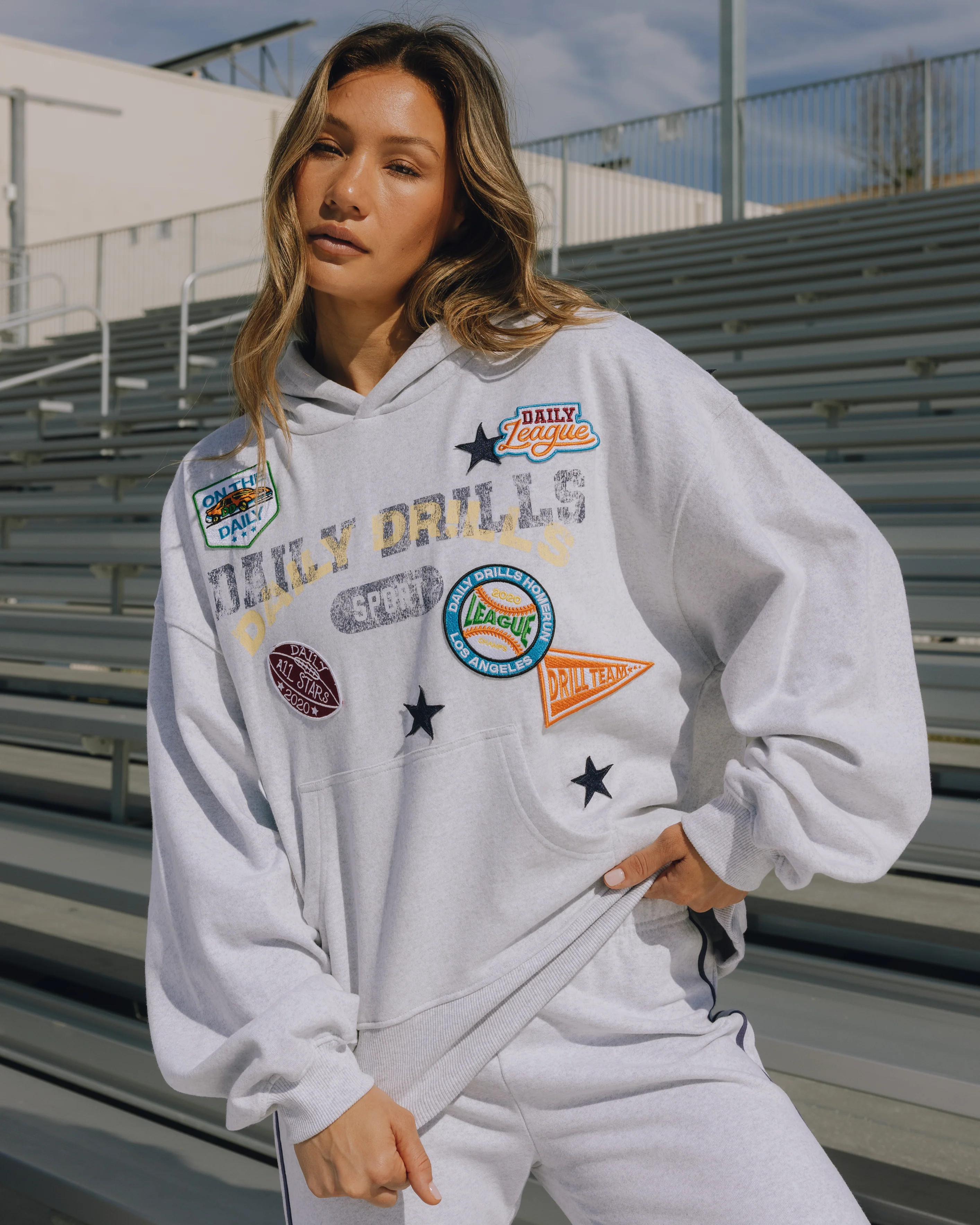 Oversized Fleece All Stars Hoodie - Heather Grey | Daily Drills LLC