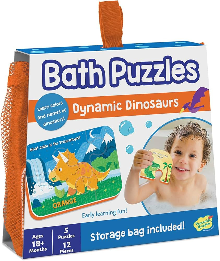 Peaceable Kingdom Dynamic Dinosaurs Bath Puzzles - Bath Toys for Toddlers – Foam Bath Puzzles f... | Amazon (US)