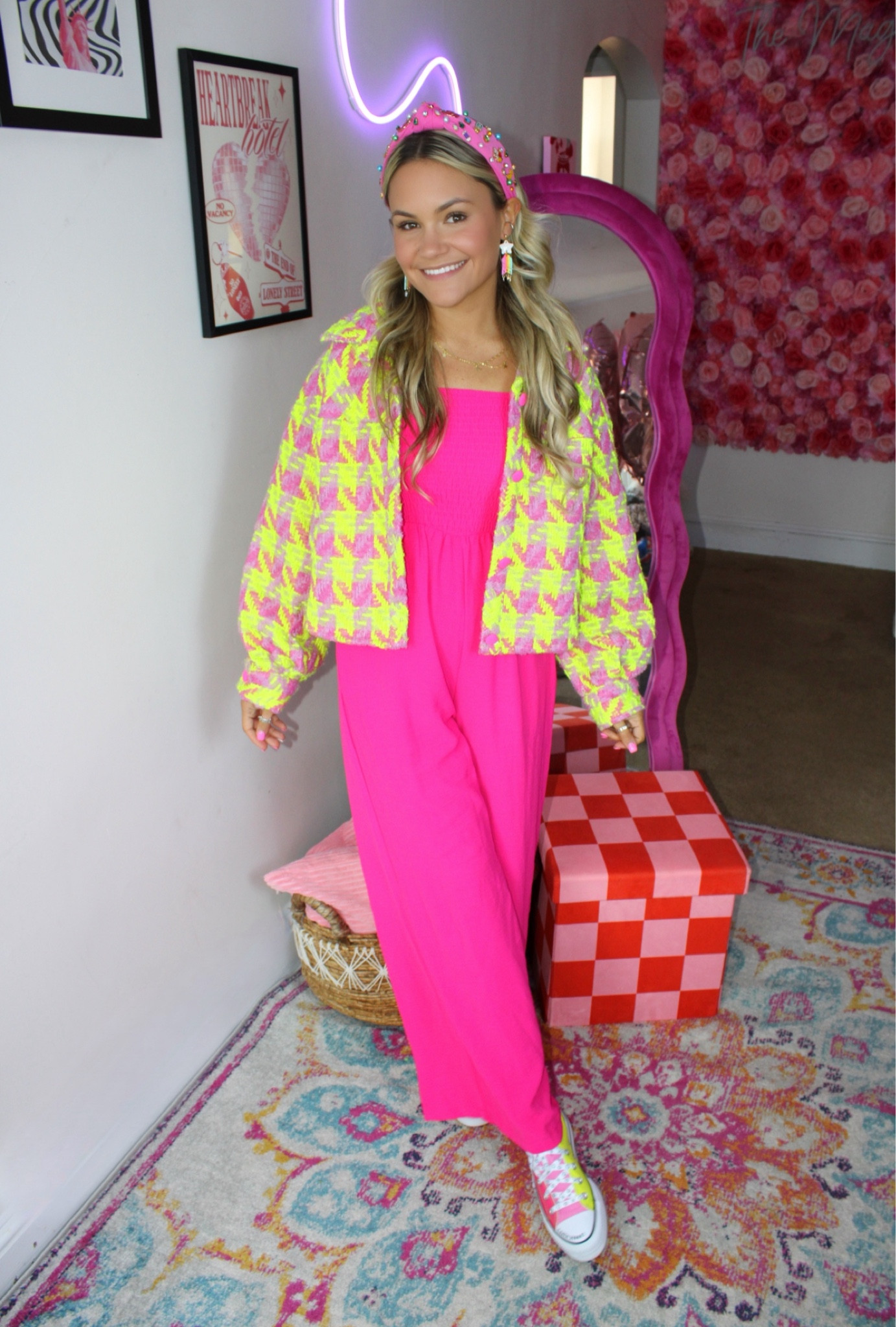 Teacher ootd

Jacket- GBCO Clothing: size small
Jumpsuit: size small
Shoes: size 8