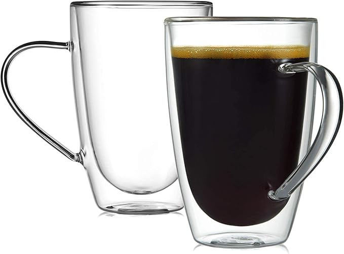 CnGlass Clear Glass Mugs (10.8 oz 320ML) Double Wall Glasses Mug with Handle,Set of 2 Insulated E... | Amazon (US)