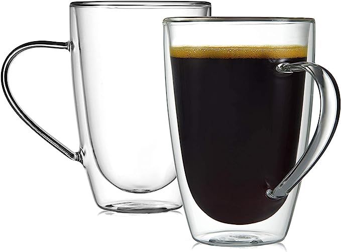 CnGlass Clear Glass Mugs (10.8 oz 320ML) Double Wall Glasses Mug with Handle,Set of 2 Insulated E... | Amazon (US)