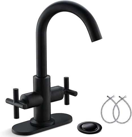 Phiestina Matte Black Centerset Bathroom Faucet, 4 Inch Single Hole or 3 Hole Vanity Faucet with ... | Amazon (US)