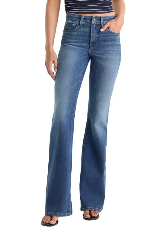 Good American Soft-Tech Good Legs Flare Jeans in Indigo1233 at Nordstrom, Size 4 | Nordstrom
