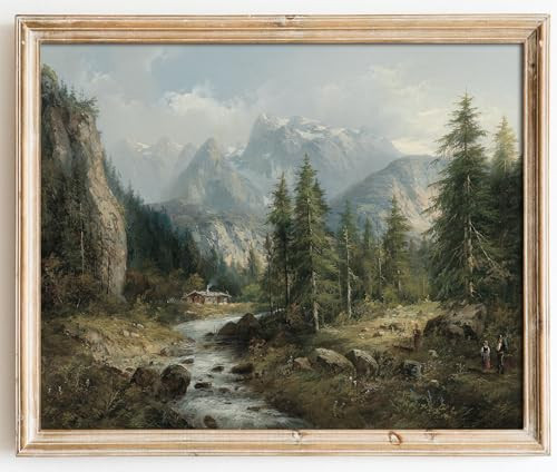 Kizbok Vintage Landscape Wall Art Prints Decor, Rustic Landscape Canvas Prints, Mountain Country Nature Decor Oil Painting Art Pictures for Bedroom, Farmhouse landscape Wall decor for Bathroom Bedroom Gallery Home(8" x 10"-UNFRAMED) | Amazon (US)