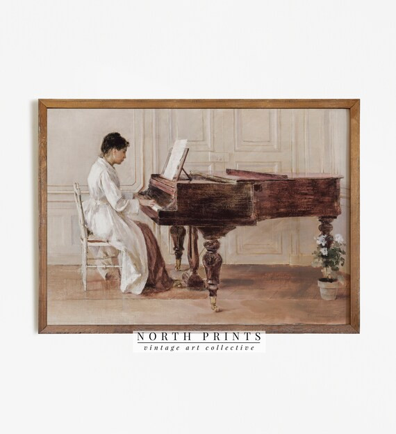 Vintage French Portrait Painting | Woman Playing Piano Print | Digital PRINTABLE Wall Art #190 | Etsy (US)