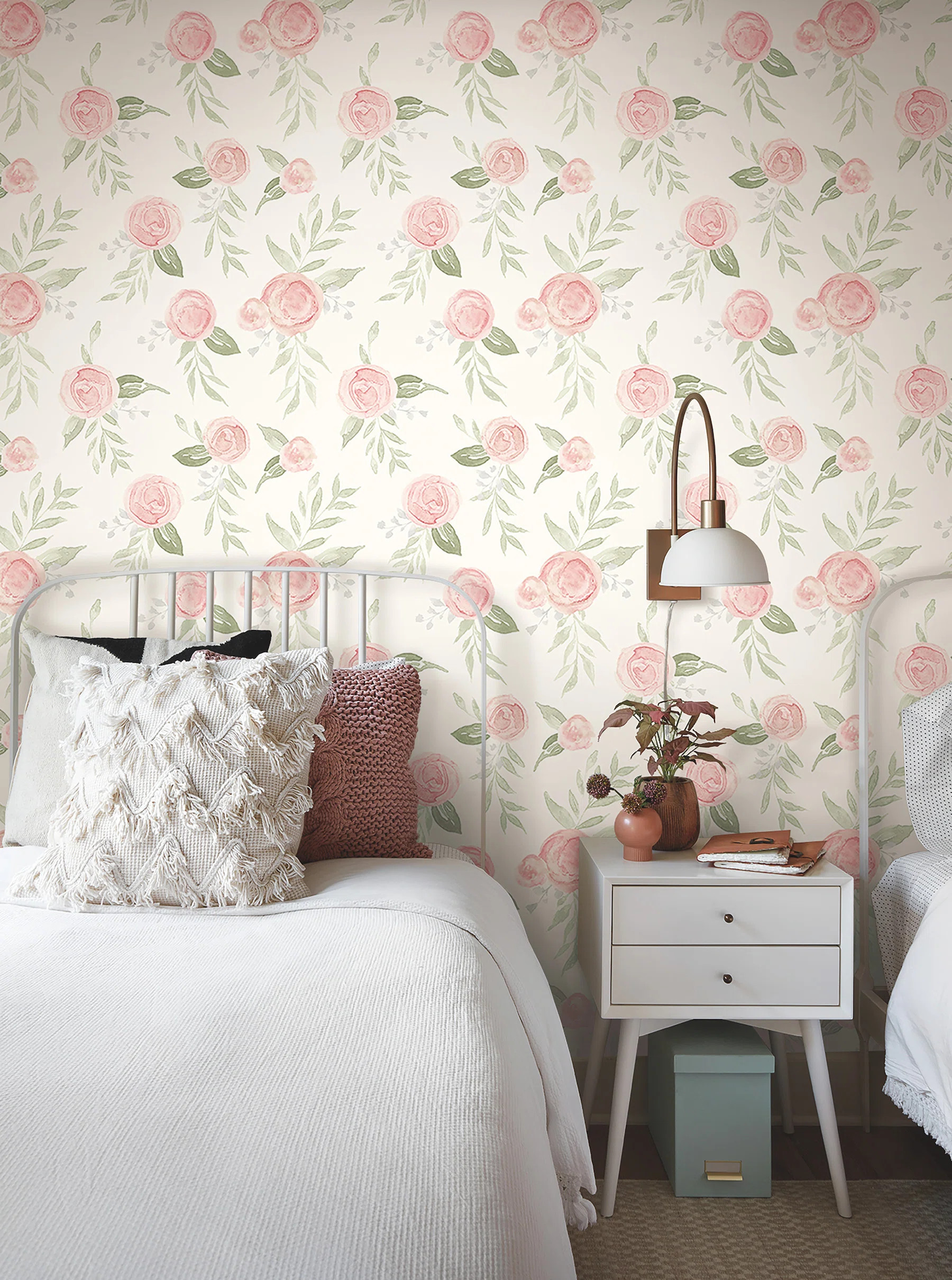 Magnolia Home Watercolor Roses Peel and Stick Wallpaper | Wayfair North America